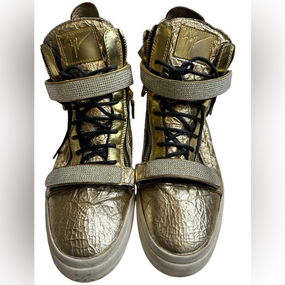 Giuseppe Zanotti gold Metallic Leather High-Top Sneakers ($1,090) main image 6